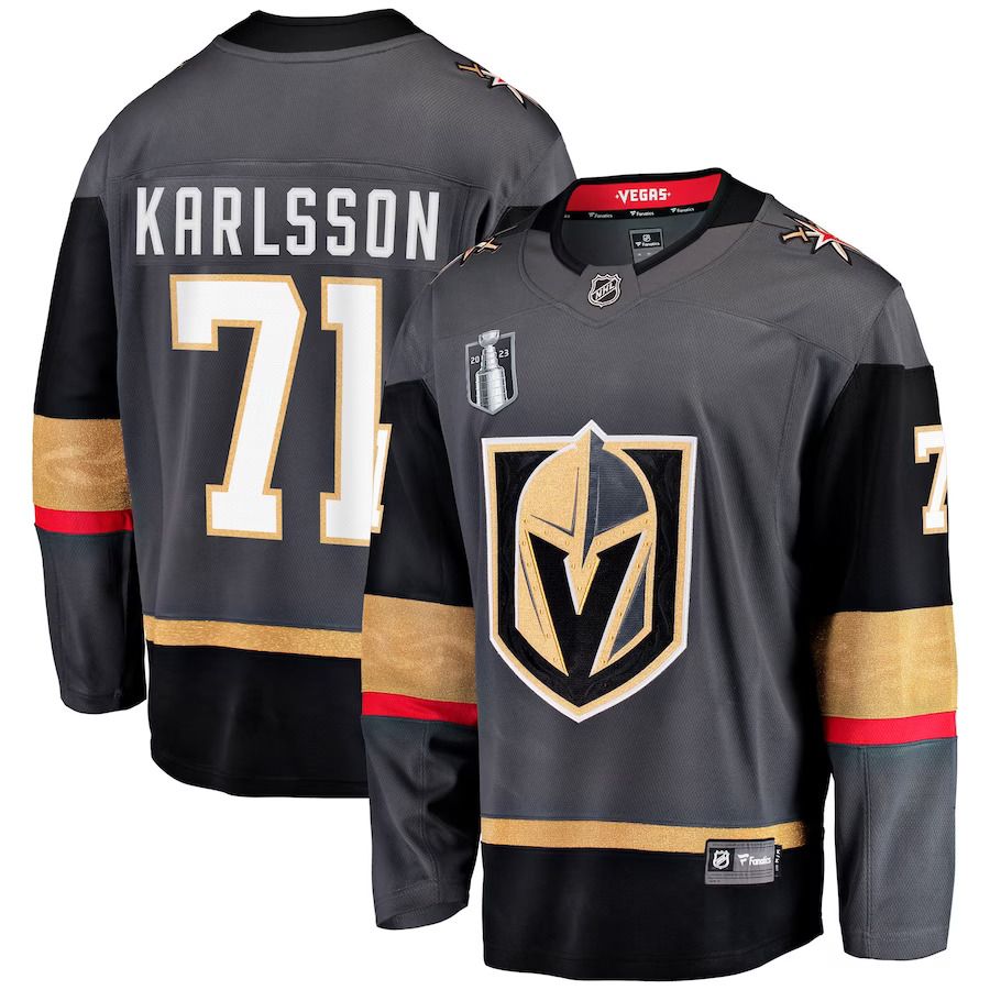 Men Vegas Golden Knights 71 William Karlsson Fanatics Branded Black 2023 Stanley Cup Final Alternate Breakaway Player NHL Jersey